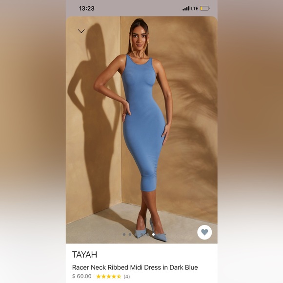 TAYAH ribbed mini bodycon fit dress in blue - Picture 5 of 7